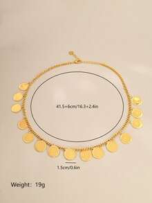 1件优雅时尚百搭简约别致流苏金属硬币吊坠项链，女士款 - B - 查看 5