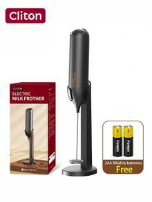 CLITON 电池式奶泡器（不含电池） - 适用于咖啡、拿铁、热巧克力，3 种款式（单头/经典塑料/升级不锈钢），6 种颜色（黑/白/粉/绿/红/蓝） - 圣诞节、圣尼古拉斯节、情人节、新年、乔迁、复活节的完美礼物 - 彩色 - 查看 35