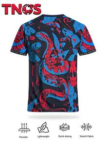 巴塞罗那男士足球球衣及舒适圆领运动T恤，饰有蛇纹印花。完美适用于欧冠比赛、足球训练、健身房锻炼和日常休闲穿着。是具有欧洲球迷纪念意义的理想礼物。 - 黑色 - 查看 2