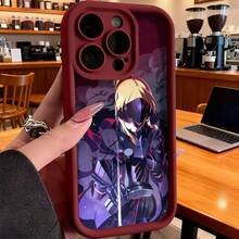 Funda de teléfono con diseño de personaje de anime para  15 Pro Max,  14 Pro,  13,  Galaxy S23, S22, S21, funda de protección para teléfono, regalo de pareja para novio, novia, día de San Valentín, regalo de cumpleaños - Café integral - Ver 5
