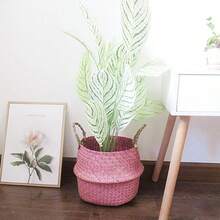 Handwoven Straw Flower Basket/Storage Basket. Can Be Used To Decorate Flower Pots, Store Toys, Clothes, Magazines And Other Miscellaneous Items. A Perfect Gift For Your Girlfriend, And Also An Ideal Choice For Flower Pot Decoration. - Multicolor - View 7