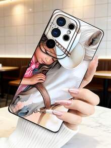 1 pieza Funda de teléfono con diseño de niña vaquera y caballo blanco, estilo rural americano reconfortante, ideal para regalo festivo, protección elevada para lente con diseño de ojo de cámara, resistente a golpes, compatible con iPhone 17 Pro Max/16/15/14/13/12/11/Plus/Pro/Pro Max, compatible con Galaxy A34/A35/A54/A55, Galaxy S20/S21/S22/S23/S24/S25 Ultra/Plus, compatible con Galaxy/Redmi/Honor/OPPO/ViVo - Negro - Ver 2