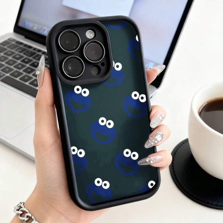Funda de Teléfono con Estampado de Monstruo Galleta para  15 Pro Max  14 Plus  13 Mini  Galaxy S23 Ultra S22 S21 Funda Protectora para Teléfono Regalo de Pareja para Novio Novia Día de San Valentín Regalo de Cumpleaños - Café integral - Ver 1