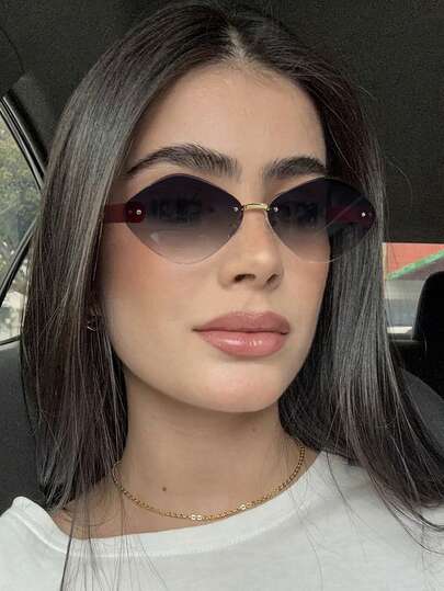 1 pieza Gafas de moda con lentes geométricas sin marco, inspiradas en el estilo retro, para uso casual, viajes, estilo callejero y actividades al aire libre, accesorios de gafas con estilo