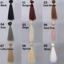 1顶直发娃娃假发，耐热合成纤维假发，适合DIY娃娃，短直发，黑色和多色可选，15厘米