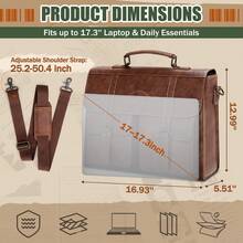 NEWHEY 17 Inch Men's Vintage Leather Messenger Bag, Magnetic Closure Large One Shoulder Laptop Briefcase For Office, Travel, College - Multicolor - View 12