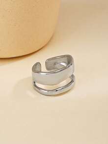 1pc Asymmetrical Adjustable Ring, Fashion Creative Design, Made Of High-Quality Alloy Material, Suitable For Women And Men, Ideal For Daily Wear, Dates, Vacations, Engagements, And More