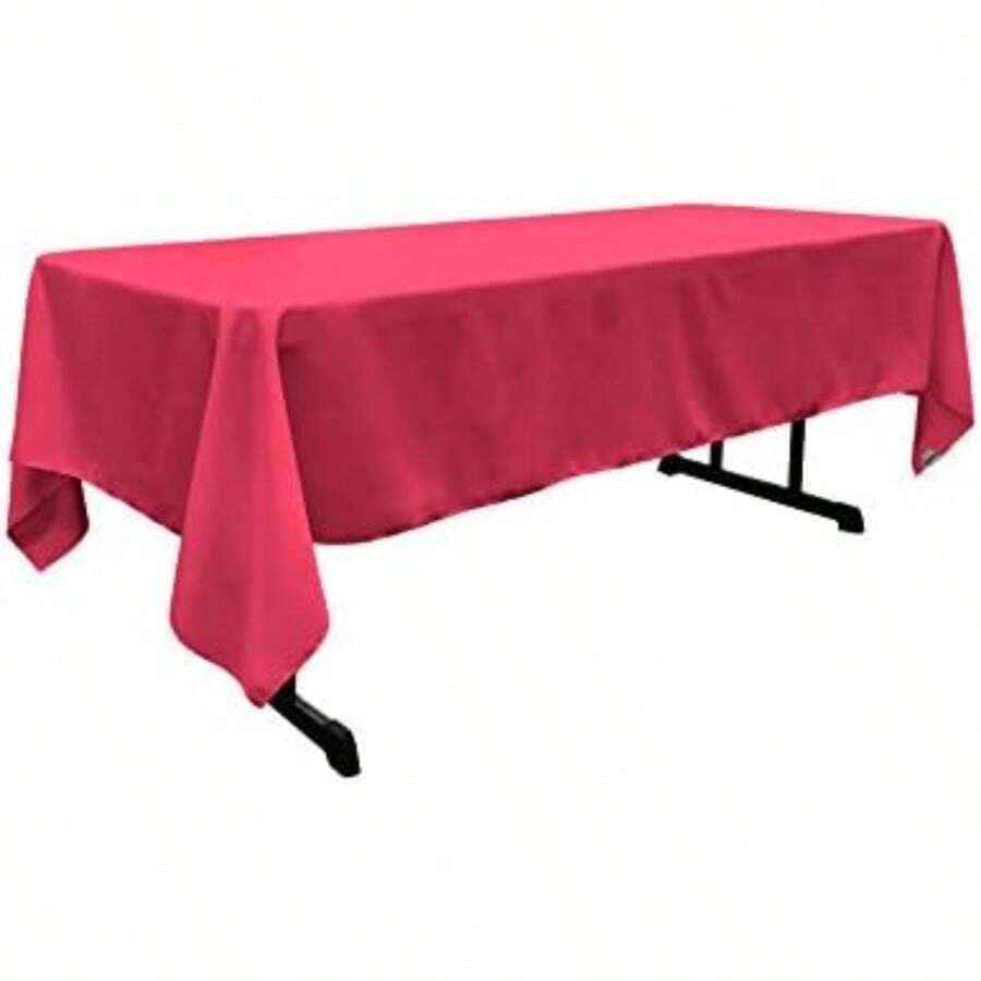 LA Linen - Mantel Rectangular de Popelina de poliéster Lavable, Resistente a Las Manchas y Las Arrugas, 60 x 102, Mantel de Tela para cenar, Cocina, Fiesta, día Festivo, 60 x 102 Pulgadas, Amarillo(Fucsia) - Multicolor - Ver 1