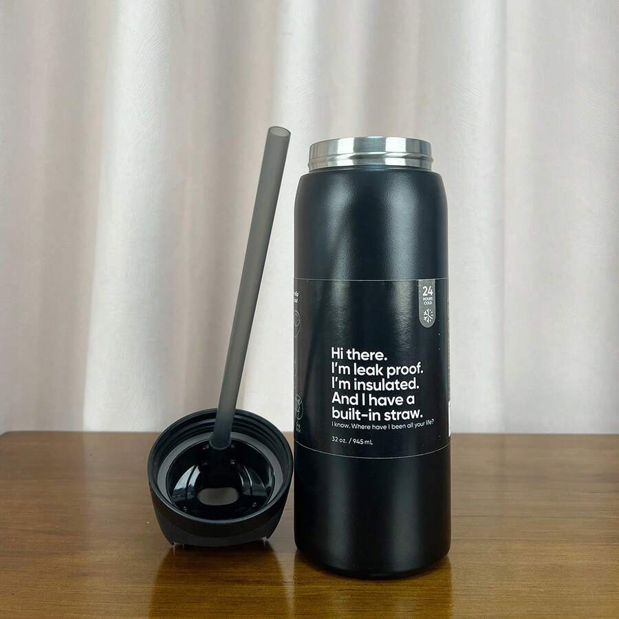 OWALAFreeSip 32OZ New Insulated Stainless Steel Water Bottle With Straw For Sports, Travel, And School Sports Water Bottle - Black-32oz - 查看 1