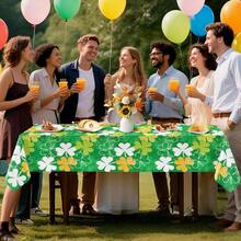 1/3pcs St. Patrick's Day Tablecloth, Rectangular Clover Tablecloth, Lucky Irish Shamrock Tablecloth, Suitable For St. Patrick's Day Restaurant Party, 54x108inch
