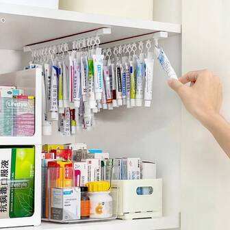 1pc Hanging Ointment Storage Rack, Cabinet Door Inverted Pull-Out Slide Rail Ointment Cream Storage Clip, Medicine Storage Rack