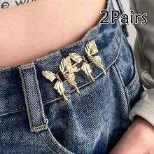 1/2/3/4 Pairs Butterfly Waist Clips, With Detachable Snap Buttons And Seamless Waist Buttons, For Waist Shaping Jeans Tightener
