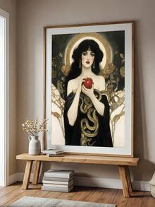 1件复古莉莉丝与苹果和蛇哥特式神话墙饰，黑暗女神女巫装饰，赫卡忒设计，希腊神话哥特式壁挂，神圣女性，黑暗异教女巫礼物，卧室装饰，客厅装饰，厨房装饰，宿舍装饰，送给朋友的理想礼物，墙饰，墙面装饰，家居装饰，房间装饰，帆布壁挂，海报，带框墙饰，多种画框可选 - 彩色 - 查看 6