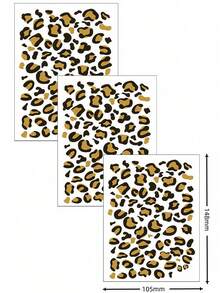 3 pièces Tatouages temporaires pour le visage imprimés léopard, autocollants de tatouage sexy pour adultes avec motif léopard, convient pour Halloween, cosplay, fêtes, festivals et autres occasions - Multicolore - Voir 3