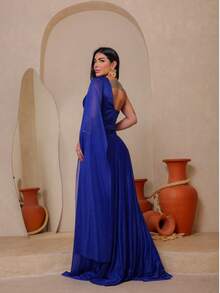 Elegance: The Charm Of The Timeless One-Shoulder Dress* - 寶藍色 - 查看 2