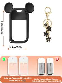 2个/1个/套 30毫升洗手液喷雾瓶保护套，26个花卉字母珍珠包包挂饰喷雾瓶标记，以及硅胶米老鼠耳朵造型喷雾瓶防摔防撞保护套，珍珠手链设计，方便旅行携带，可轻松挂在包包、钥匙或儿童背包上，耐磨、防水、可水洗、可重复使用。 - 黑色 - 查看 2