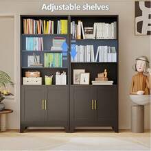71 Inch High Metal Bookshelf With Adjustable Storage Rack, Used For Open Independent Display Cabinets In Offices, Study Rooms, Living Rooms, And Bedrooms - màu đen - Xem 5