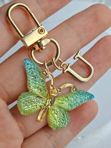 1个可爱闪亮蝴蝶及A-Z字母钥匙扣，树脂绿色时尚蝴蝶字母钥匙圈，女士日常佩戴礼物蝴蝶吊坠钥匙扣 - 綠色 - 查看 16