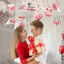 Valentine's Day Hanging Swirl Decorations Set,Happy Valentines Day Party Hanging Heart Foil Ceiling Swirl Decorations For Wedding Anniversary Bridal Shower Decorations