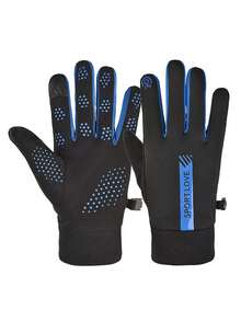 1 par de guantes deportivos de invierno para exteriores, cálidos para uso diario, ciclismo, senderismo, conducción, con puntas de los dedos para pantalla táctil, forro térmico, diseño de bloques de color para hombres y mujeres - Multicolor - Ver 10