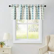 Leeva Modern Kitchen Curtains Window Valance - 52x18 Inch Blue Gray Geometric Valances For Windows, Light Filtering Farmhouse Valance For Bedroom Living Room,52inchWx18inchL(Packof1),Blue-Triangles - Blue-triangles - View 7