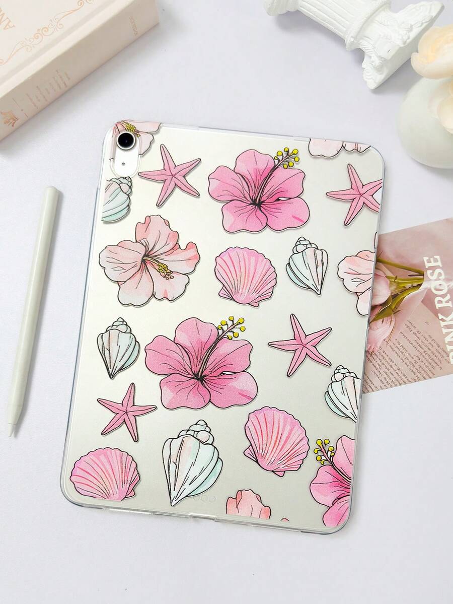 1pc TPU Soft Shell Floral Starfish Seashell Painted Tablet Case Compatible With IPad Mini 1/2/3/Mini 4/Mini 5/Mini 6/Mini 7/Air/Air 2/9.7/10.2/10.5/Air 4/Air 5/10.9/Pro 11-Inch/10th Gen/Air 11-Inch (M3) 2025/Pad (A16) 11 Inch 11th Generation 2025, A7/A8, Lightweight Ultra-Thin Soft Shell, Cartoon/Personalized/Creative/Cute, TPU Tablet Protective Single Shell, Transparent Tablet Shell, No Pen Slot - Multicolor - View 1