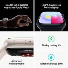 Apple Watch Series 9 (GPS) Caja de aluminio de 45mm con correa deportiva Starlight - M/L - Starlight - Luz de las estrellas - Ver 4