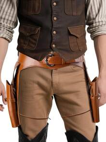 Cinto de Cintura de Couro Vintage Medieval Viking Halloween, Conjunto de Duas Armas, Adereços de Fantasia Cosplay - Multicolorido - Visão 8