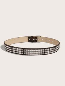 1 pieza Cinturón vintage con estampado de leopardo y tachuelas, estilo callejero para niños, niñas, adolescentes, uso casual con jeans, estilo punk, adecuado para fiestas, festivales de música - M - Ver 3