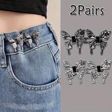 1/2/3/4 Pairs Butterfly Waist Clips, With Detachable Snap Buttons And Seamless Waist Buttons, For Waist Shaping Jeans Tightener
