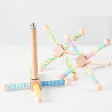 1pc Parrot Toy Rotating Stand Perch, Suitable For Parrots, Parakeets, Cockatoos, 23.5*17.5cm Solid Color, 22*22cm Gradient Color, Random Yarn Color