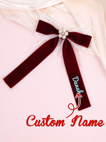 1 st anpassad hårrosett för flickor, svarta spetsnätpärlhårspännen, sammetshårnål, julhårrosett