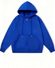 Men Plus Size Hoodies - 藍色 - 查看 1
