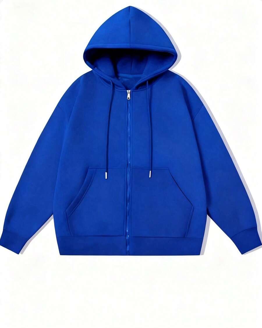 Men Plus Size Hoodies - 藍色 - 查看 1
