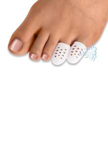 Soft Gel Toe Caps, Breathable Silicone Toe Separators With Holes - White - View 3