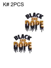 一套2/6个黑色魔法少女英文字母刺绣布贴，可爱卡通时尚涤纶徽章贴花，DIY服装熨烫布贴，缝纫配件布贴，适用于背包、牛仔裤、夹克、T恤、帽子、连衣裙等。 - 彩色 - 查看 25