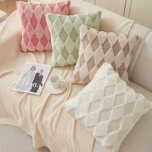 2pcs Or 1pc Soft Plush Pillowcases, Decorated With 3D Geometric Patterns, Suitable For Bedroom Bedding, Home Decoration, Sofa Decoration, Camping, Outdoor And Other Multiple Scenarios - Beige - View 4