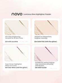 NOVO 霧面與亮澤壓粉，用於面部提亮、淚溝定妝與補妝，自然貼合，遮蓋凹陷，打造立體妝容 - 04#牛奶粉 - 查看 6