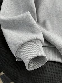 Tween Boy Thermal Lined Warm BRO Football Sweatshirt, Suitable Autumn/Winter Long Sleeve Top, Young Student Streetwear/Casual/Stylish/Daily/Sports/Fashion/School - Grey - View 7