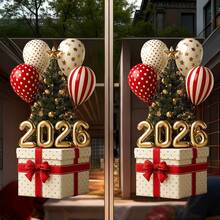 1pc 2026 New Year Reusable Vinyl Gold Balloon Static Cling Window Decal, Living Room Bedroom Home Decor, New Year Party Gift - Multicolor - View 7