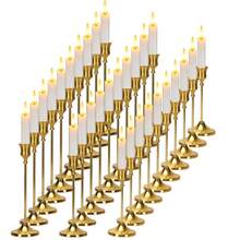 30/9/3pcs Brass Gold/Black Metal Tapered Candle Holders, Vintage Modern Decorative Centerpiece Candlestick For Fireplace, Wedding, Party, Housewarming Gift Gifts Birthday Graduation - 金色 - 查看 1