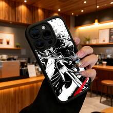 Funda de teléfono con diseño de guerrero anime en blanco y negro con acento rojo para iPhone 14 Pro Max 13 12 11  Galaxy S23 S22 S21 Plus, funda protectora, regalo de pareja para él y ella, regalo de San Valentín o cumpleaños - Burdeos - Ver 6