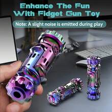 4 In 1 Metal Fidget Gun Toy Shoot+ Spinner+ Ratchet+ Slider Finger Fidget Toys Adults EDC ADHD Focus Anxiety Stress Relief Boredom Office Cool Executive Desk Toy - Multicolor - View 6