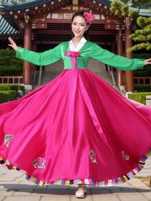 1件韩国传统服装，适合节日、派对、表演、舞台演出、角色扮演等场合，包含连衣裙 - 彩色 - 查看 2