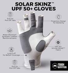 Tough Outdoors Guantes de pesca sin dedos para hombres y mujeres - Guantes de sol UPF 50+ - Guantes de kayak con protección UV - Guantes de pesca con protección solar - Blanco - Ver 9