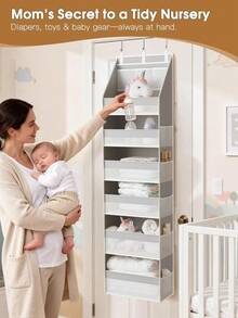 1 Giá để đồ treo cửa, loại 6 tầng chịu lực cao với 13 ngăn lưới, tải trọng 55lbs (khoảng 25kg), thích hợp cho phòng trẻ em, phòng tắm, phòng ngủ và ký túc xá. - Màu Xám nhạt - Xem 6