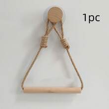 1 Piece Bohemian Style Wall-Mounted Paper Towel Holder, Farmhouse Natural Bathroom Accessory, Can Hold 2 Rolls, Self-Adhesive Installation, Modern Minimalist Design, Wooden Embellishments, Durable Material - 1個 - 查看 8