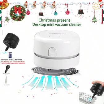 无绳迷你桌面吸尘器，电池供电的手持式吸尘器，适用于家庭和办公室，塑料微型碎屑清扫器，方便的办公用品和学生伴侣，非常适合清洁办公桌和工作站，拾取小物品、橡皮擦碎片、杂物（不含电池）