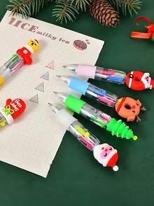 Christmas Multicolor Ballpoint Pens, Christmas Ballpoint Pens, Creative Cute Christmas Neutral Pens, Vibrant Assorted Colors With Santa, Reindeer & Snowman Toppers, Retractable 4-Color Ink, Durable ABS Body, Ideal For Holiday Journaling & Gift Giving, Holiday Party SchoolSupplies StudentsRewards Christmas Gifts Christmas Stationery Gift Water Pen Christmas(Random Pattern) - 1pcs顏色隨機 - 查看 7