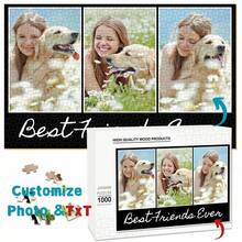 1Pc Customized Wooden Photo And Text Puzzle, Multi Photo Photos Art Puzzle Decoration,DIY Personalized Photos, Create Personalized Photo Puzzles For Couples, Families, Weddings, Christmas, Valentine's Day, Mother's Day, Father's Day, Anniversaries, Birthday Parties, And Party Gifts, Personalized Decoration, Puzzle Custom Gift, Personalized Gift - Three Columns - View 3